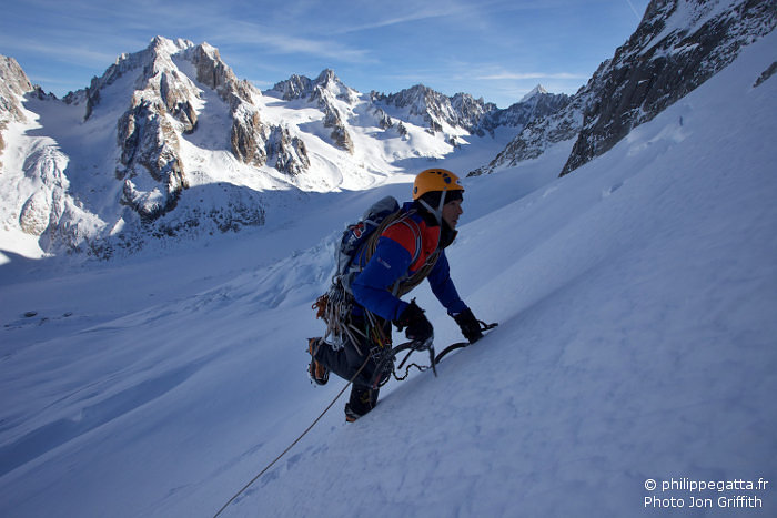 Philippe in the lower slopes (Photo J. Griffith)