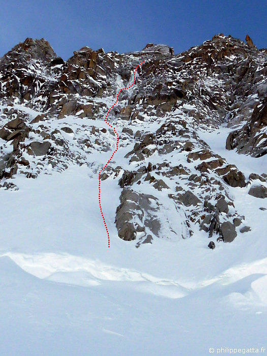 Frendo Ravanel route seen from the bottom (© P. Gatta)