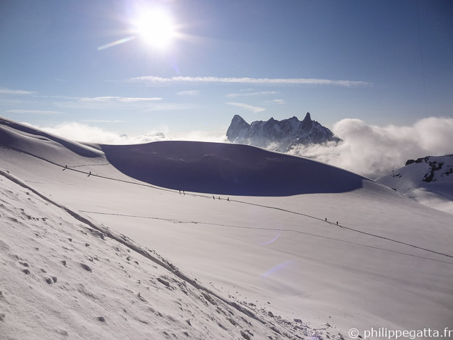 View over Grandes Jorasses and Rochefort from Aiguille du Midi (© A. Gatta)