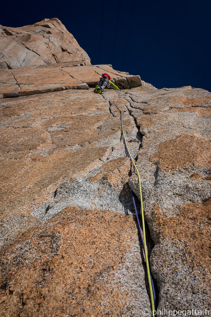 Philippe in the 3rd pitch, 6b (© A. Gatta)