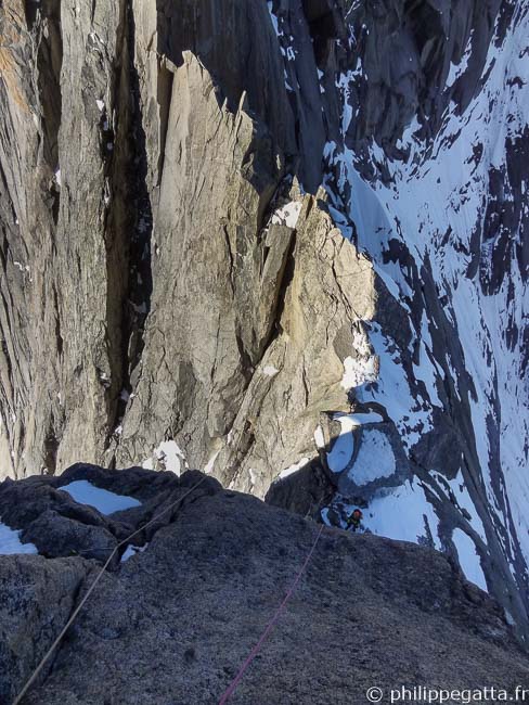 First pitch of Aiguille du Fou (© A. Chabot)