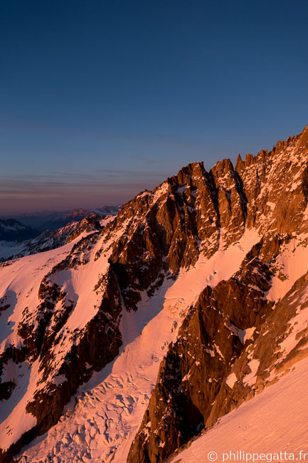 Sunset on Grands-Montets and Petite Verte (© P. Gatta)