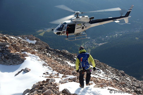 Philippe filmed from the helicopter on Marmolada (© N. Parks)