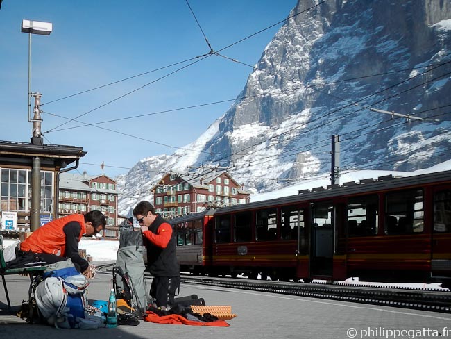 Philippe and Alex at the Kleine Scheidegg (© Philippe Gatta)