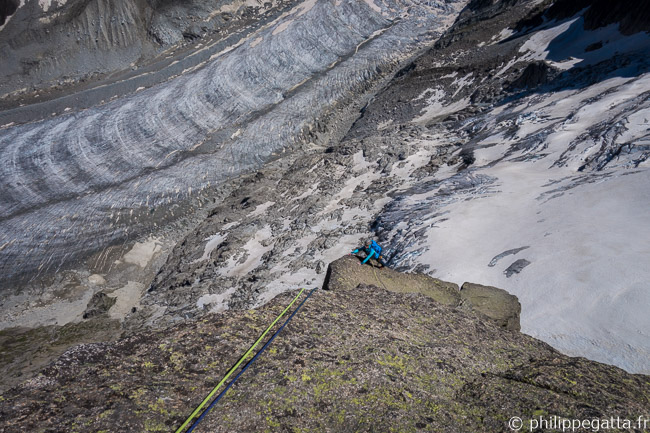 Last pitch of Guy-Anne, l'insolite. Mer de Glace behind (© P. Gatta)