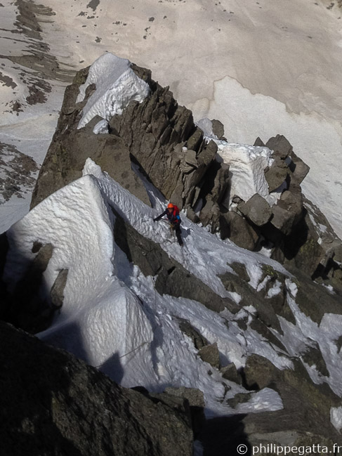 Philippe in Frendo, Aiguille du Midi (© A. Chabot)