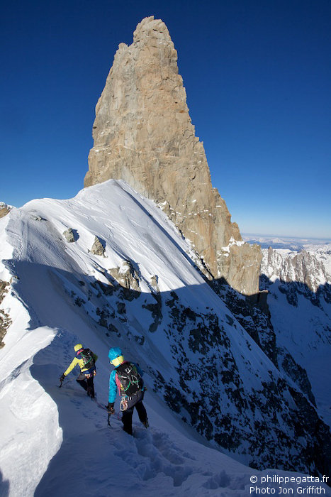 On the Rochefort ridge, Dent du Geant (Photo J. Griffith)