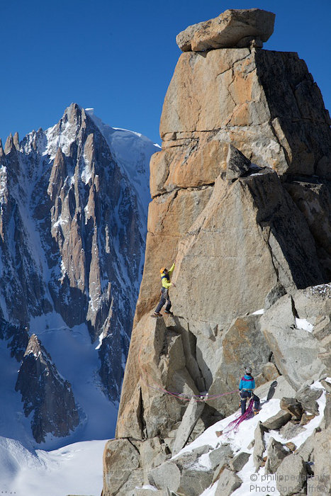 Climbing a pinnacle rock (Photo J. Griffith)