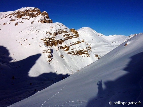 Tete Ronde on the right seen from the top of the Couloir (© P. Gatta)