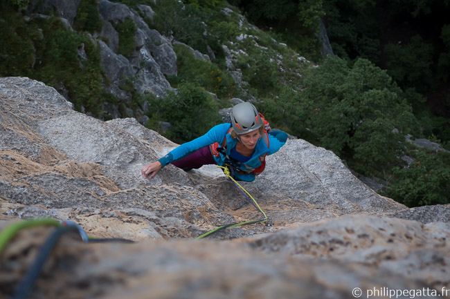 Anna in the 4th pitch, 7a Noli Me Tangere (© P. Gatta)